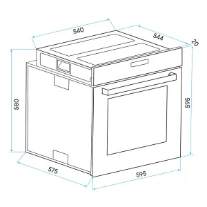 60cm Black Built-In Electric Oven with Fan and Grill - 72L Capacity