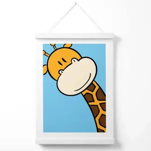 Cute Cartoon Style Giraffe Face Poster with Hanger / 33cm / White