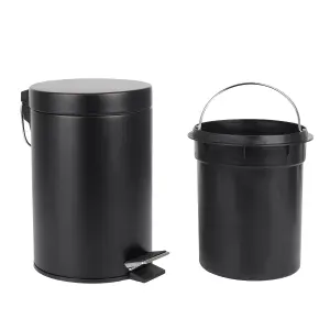 Black  3L Bathroom Pedal Bin Freestanding