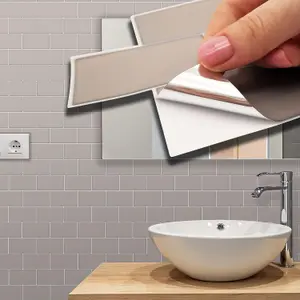 Walplus Harbor Grey Metro Flat 2D Tile Stickers (12Pcs)