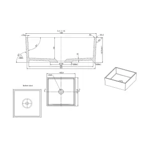 Oldbury White Square Counter top Basin (W)42.6cm