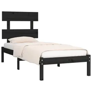 Berkfield Bed Frame Black Solid Wood 100x200 cm