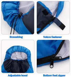 Sleeping Bags Adults 3 Season Backpacking Waterproof Hiking Camping Waterproof - Sky Blue