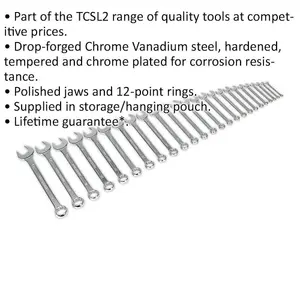 25-Piece Large Handled Combination Spanner Set - 12 Point Metric Wrench for Professionals and DIY Enthusiasts