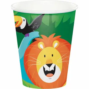 Creative Party Jungle Safari Paper Disposable Cup (Pack of 8) Multicoloured (One Size)