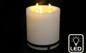 3 Wick LED Candle With Black Stand