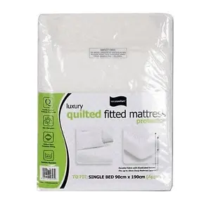 Easy Comfort Single Bed Quilted Fitted Mattress Protector (Pack Of 2) White (Single)