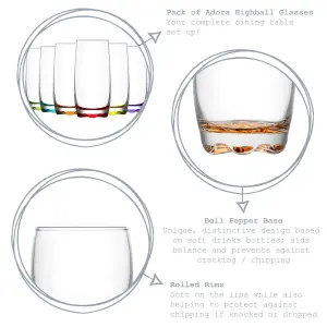 LAV - Adora Highball Glasses - 390ml - Multicolour - Pack of 6