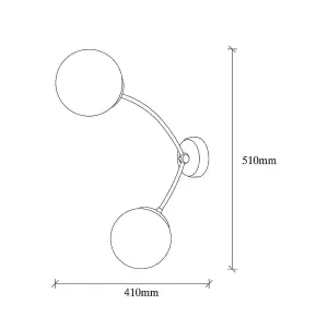 Luminosa Model 5 Deco 2-light Globe Wall Lamp with Glass Lampshades