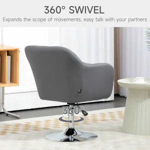 HOMCOM Stylish Retro Swivel Tub Chair Steel Frame Cushion Seat Dark Grey