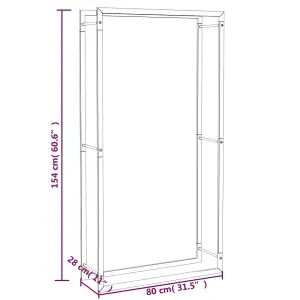 Berkfield Firewood Rack Matt Black 80x28x154 cm Steel