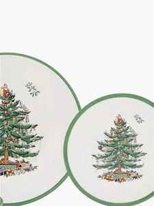 Spode Christmas Tree Stoneware Dinnerware Set, 12 Piece, White/Green