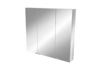 Imandra Tall Matt Silver Mirror effect Triple Bathroom Cabinet Mirrored (H)900mm (W)1000mm