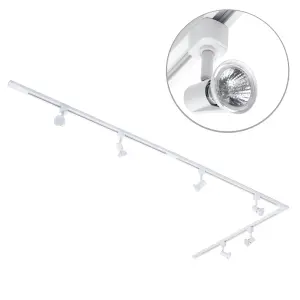 Litecraft Harlem White 6 Head 3m Long L Shape Kitchen Ceiling Light with LED Bulbs