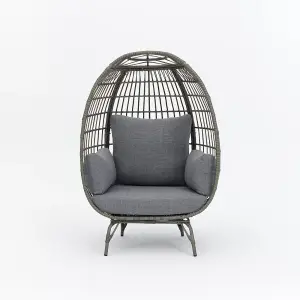 Antalya Egg Chair with Grey Cushions, Dark Grey