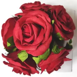 ROSE BOX - Flower: Rose Head: Polyfoam: Pack of 6: Red - Occasions -- Bulk