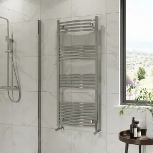 Right Radiators 1400x600 mm Curved Heated Towel Rail Radiator Bathroom Ladder Warmer Chrome