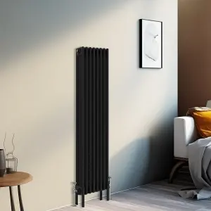 Right Radiators 1500x380 mm Vertical Traditional 4 Column Cast Iron Style Radiator Black