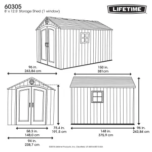 Lifetime 8 Ft. x 12.5 Ft. Outdoor Storage Shed