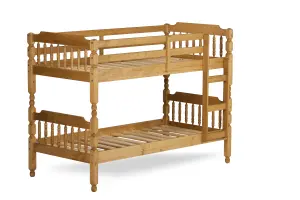 Colonial Pine Wooden Bunk Bed Frame 2'6" Small Single - Waxed