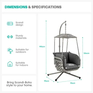 LIVIVO Rattan Swing Hammock Chair with Stand, Cushion and Retractable Canopy - Indoor & Outdoor Garden Patio Furniture