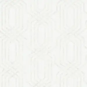 Galerie Hotel White Embossed Geometric Glitter Trellis Wallpaper Roll