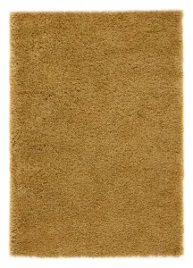 Modern Easy to Clean Gold Plain Shaggy Rug for Dining Rug-120cm X 170cm