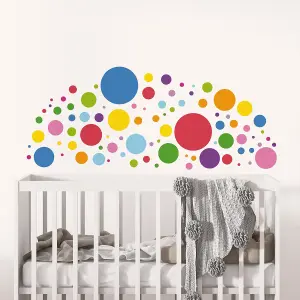 Walplus Combo Kids Wall Sticker - Happy Circles Primary Colours - 178pcs PVC