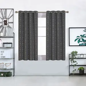 Deconovo Blackout Curtains, Eyelet Dark Grey Curtains, Gold Diamond Printed Thermal Curtains for Bedroom, 46 x 54 Inch, One Pair