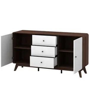 Justine 140Cm Wide 3 Drawer Sideboard Walnut/White