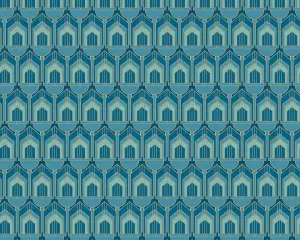 Hoopla Walls Teal Blue Deco Smooth Matt Wallpaper