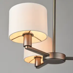 Anson Lighting Baja 3lt Pendant light finished in Dark antique bronze plate and marble fabric