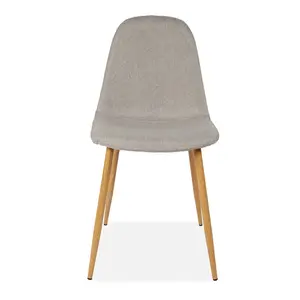 4 Gaviota Fabric Velvet Upholstered Dining Chair (Set of 4) Cotton Light Grey / Walnut