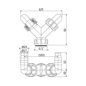 Alcaplast Double 17-23mm Dishwasher Elbow Inlets to 1" BSP Drain Waste Trap Connector