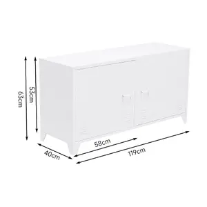 White 2 Doors Adjustable Shelves Metal File Cabinet Tv Stand Side Cabinet for Home and Office 119cm