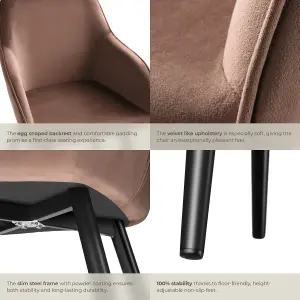 Chair Marilyn - with armrests, padded, velvet look, black steel legs - brown/black