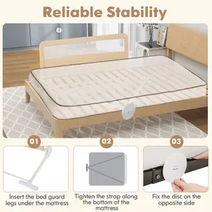 COSTWAY Bed Rail Guard for Toddlers 150CM Foldable Baby Bed Rail w/ Safety Strap