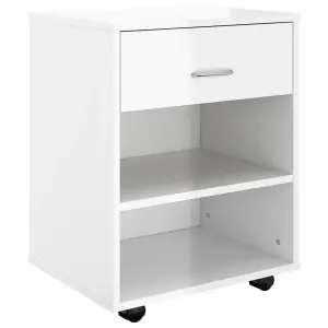 Berkfield Rolling Cabinet High Gloss White 46x36x59 cm Engineered Wood