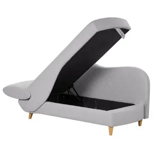 Left Hand Fabric Chaise Lounge with Storage Light Grey MERI II