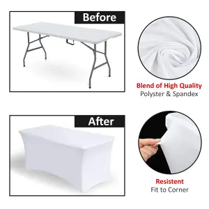 6FT Elastic Spandex Table Cover Party & Buffet Cloth for Standard Folding Tables