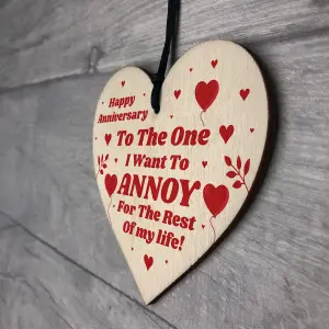 Anniversary Gift Funny Humour Cheeky Joke Husband Wife Gift Wooden Heart