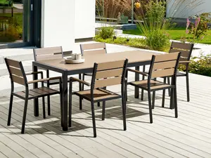 Garden Table Synthetic Material Light Wood-Black VERNIO