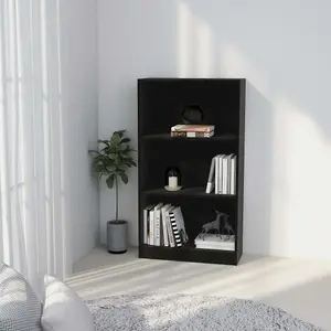 Berkfield 3-Tier Book Cabinet Black 60x24x109 cm Engineered Wood