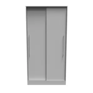 Sherwood Ready assembled Contemporary Matt Grey matt Double Sliding door wardrobe (H)1975mm (W)1005mm (D)600mm