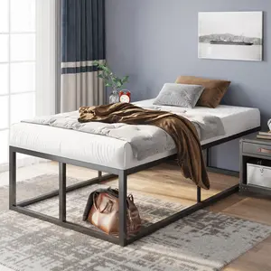 Dekker Minimal Metal Bed - 46 cm High Black / Single (3')