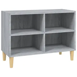 Berkfield TV Cabinet with Solid Wood Legs Grey Sonoma 69.5x30x50 cm