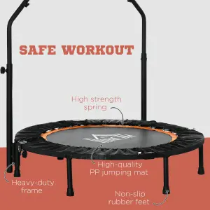 HOMCOM 40" Foldable Mini Fitness Trampoline w/ Foam Handle, Orange