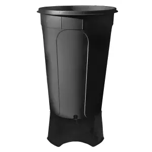 210L Black WaterButt, 210 Litre Water Butt Kit with Water Butt Stand, Tap and Black Lid for Garden