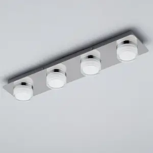 Litecraft Bolton Chrome 4 Light LED Bathroom Ceiling Spotlight Bar