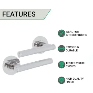 EAI - Chrome Door Handles Round T-Bar Lever On Round Rose Olvera Range - Polished Chrome